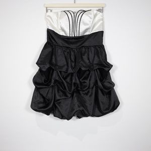 Trixxi Women's‎ Satin Bubble Cocktail Mini Dress Ivory/Black Size 7